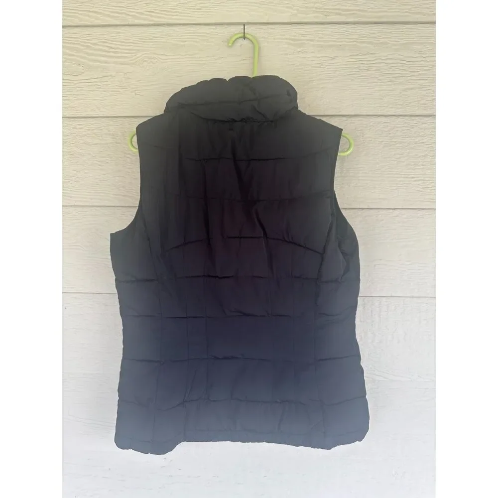 Calvin Klein Black Chevron Puffer Vest Gold Hardware - Size M
